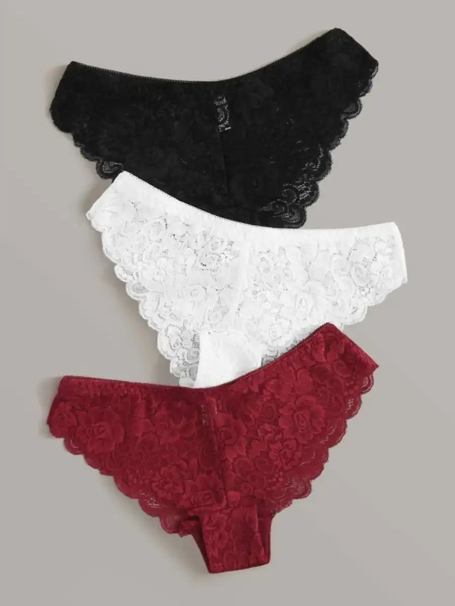 3 Pack Floral Lace Panty Set-Soco Hoodie