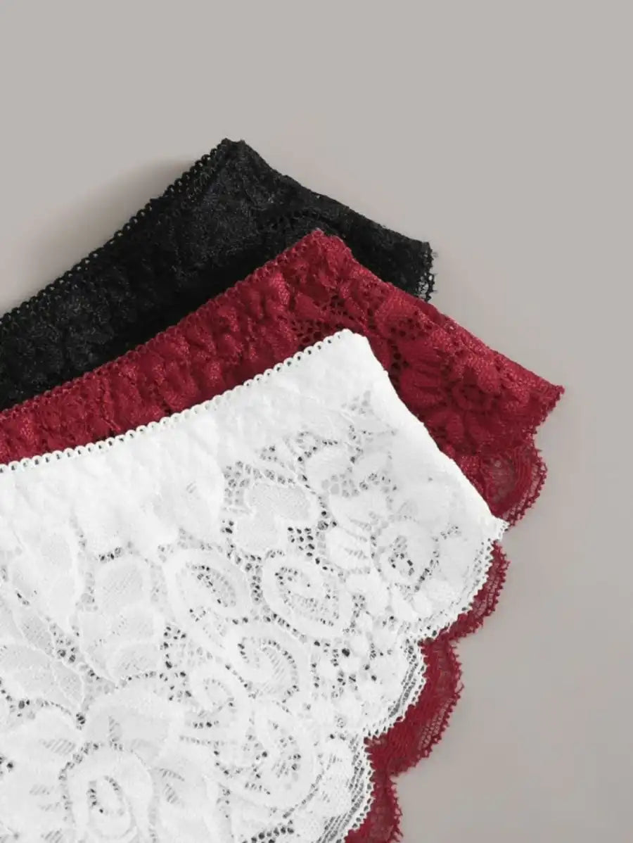 3 Pack Floral Lace Panty Set-Soco Hoodie