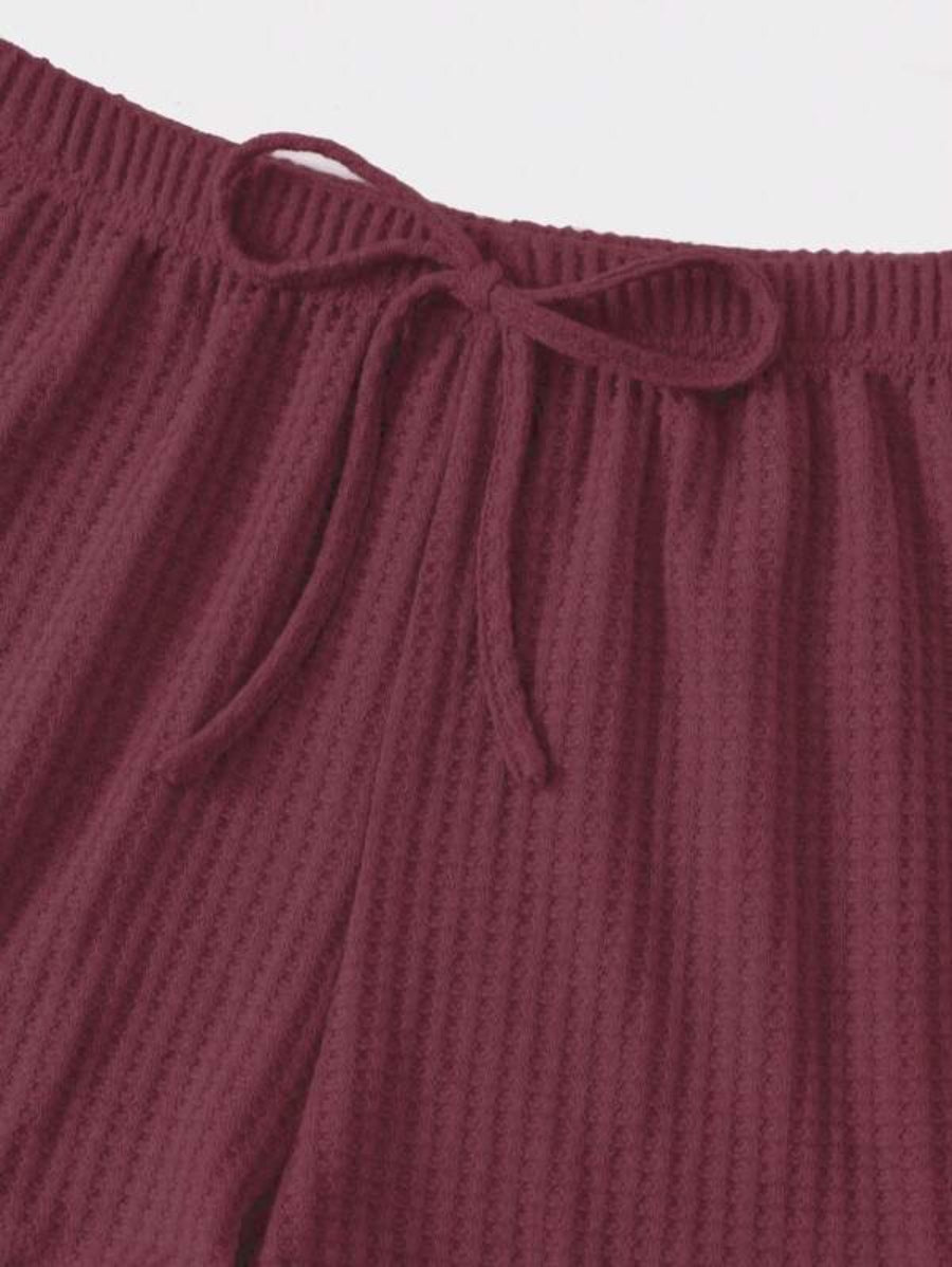 3 Piece Solid Tie Front Lounge Set-Soco Hoodie