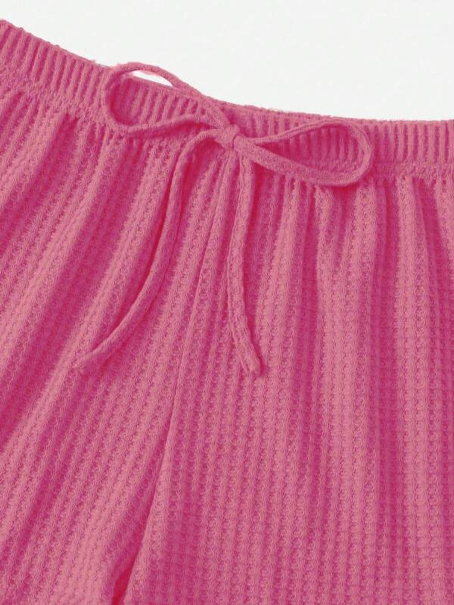 3 Piece Solid Tie Front Lounge Set-Soco Hoodie