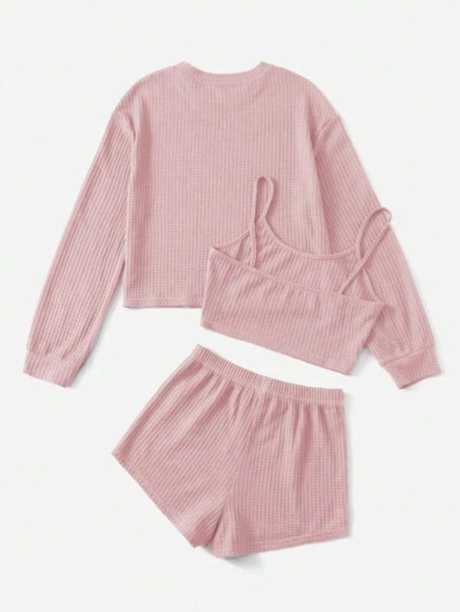 3 Piece Solid Tie Front Lounge Set-Soco Hoodie