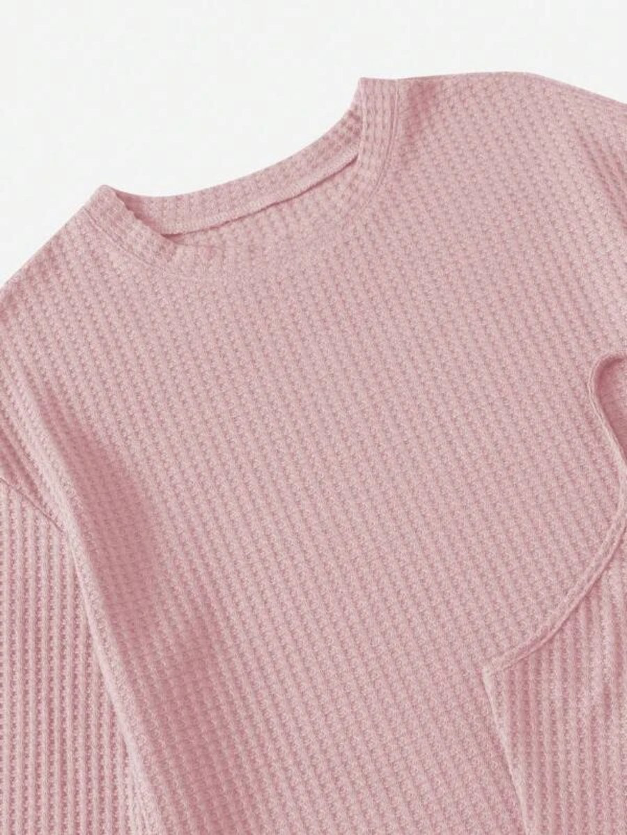 3 Piece Solid Tie Front Lounge Set-Soco Hoodie