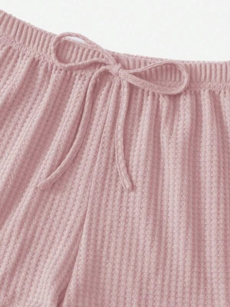 3 Piece Solid Tie Front Lounge Set-Soco Hoodie