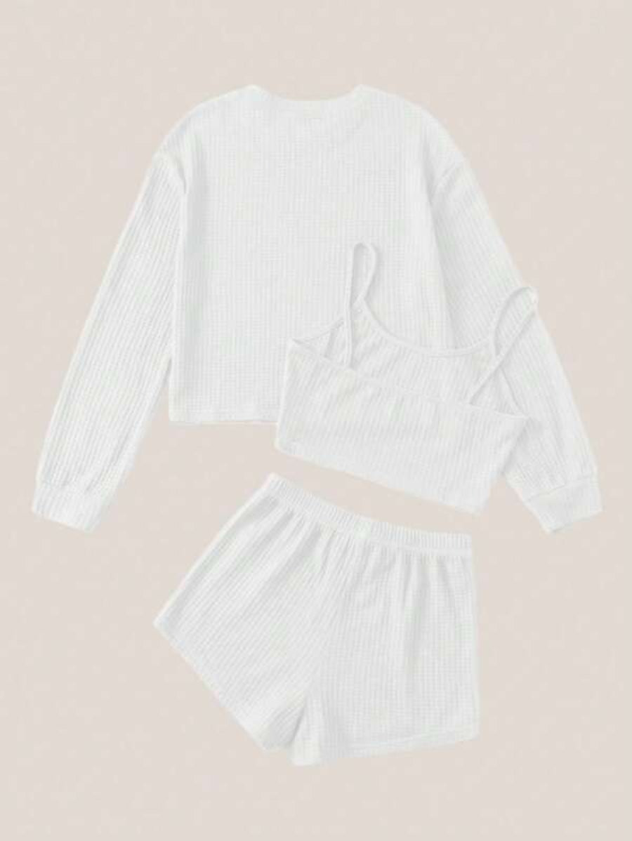 3 Piece Solid Tie Front Lounge Set-Soco Hoodie