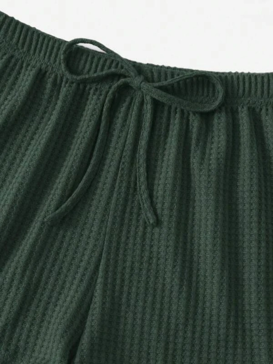 3 Piece Solid Tie Front Lounge Set-Soco Hoodie