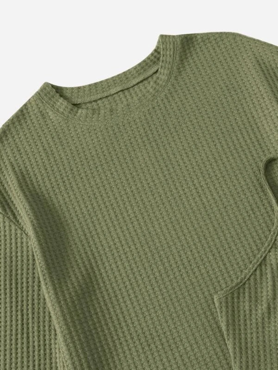 3 Piece Solid Tie Front Lounge Set-Soco Hoodie