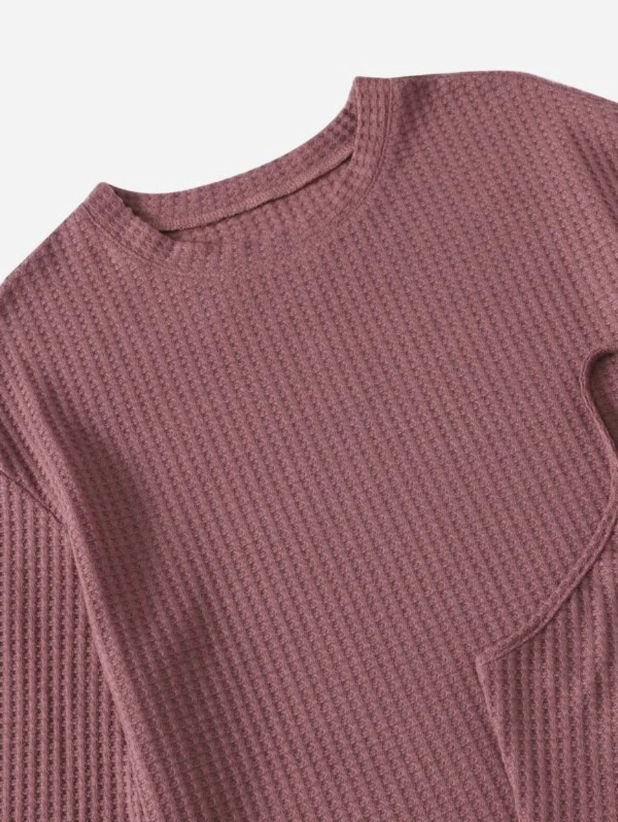 3 Piece Solid Tie Front Lounge Set-Soco Hoodie