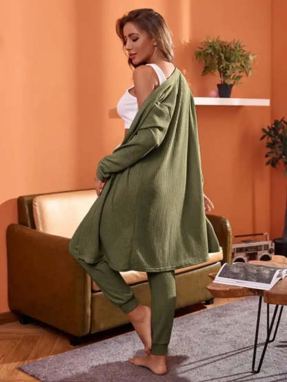 3 Piece Tank Top And Pants Pajama Set With Robe-Soco Hoodie