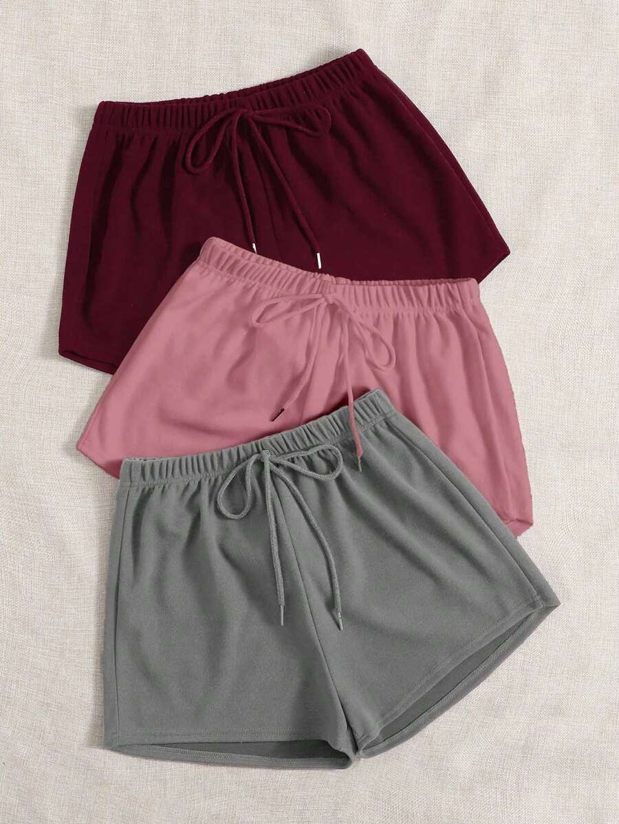 3 Pieces Solid Knot Lounge Shorts-Soco Hoodie