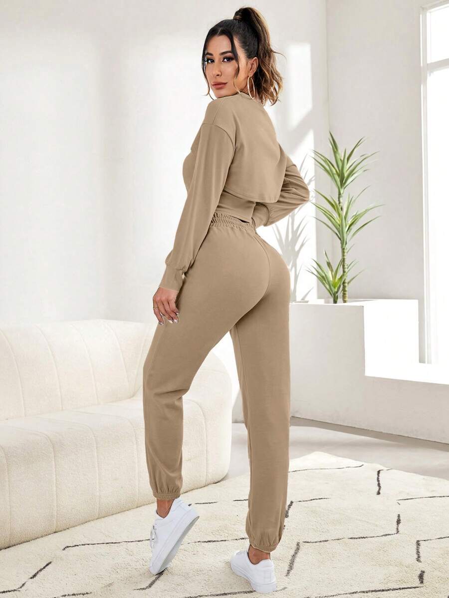 3 Pieces Tank Top Super Crop Pullover And Pants Lounge Set-Soco Hoodie