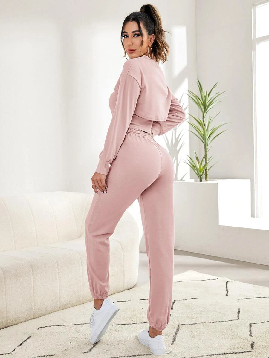 3 Pieces Tank Top Super Crop Pullover And Pants Lounge Set-Soco Hoodie