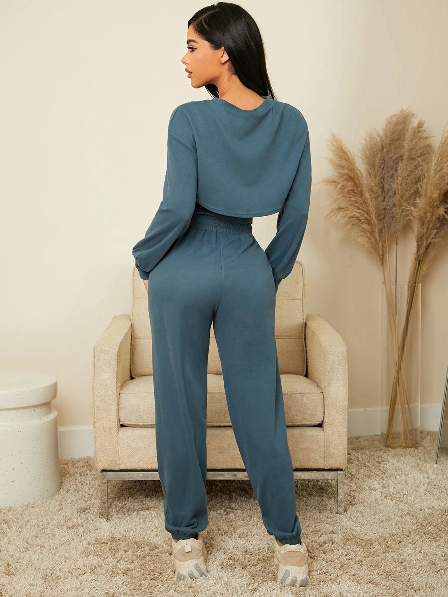 3 Pieces Tank Top Super Crop Pullover And Pants Lounge Set-Soco Hoodie