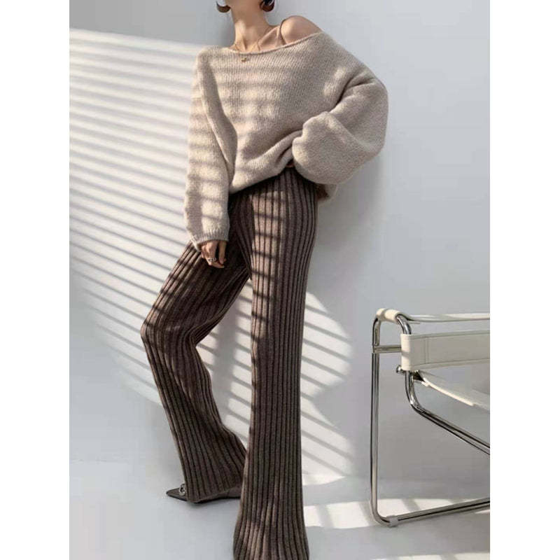Knitted Wide-Leg High-Waist Pants-Soco Hoodie