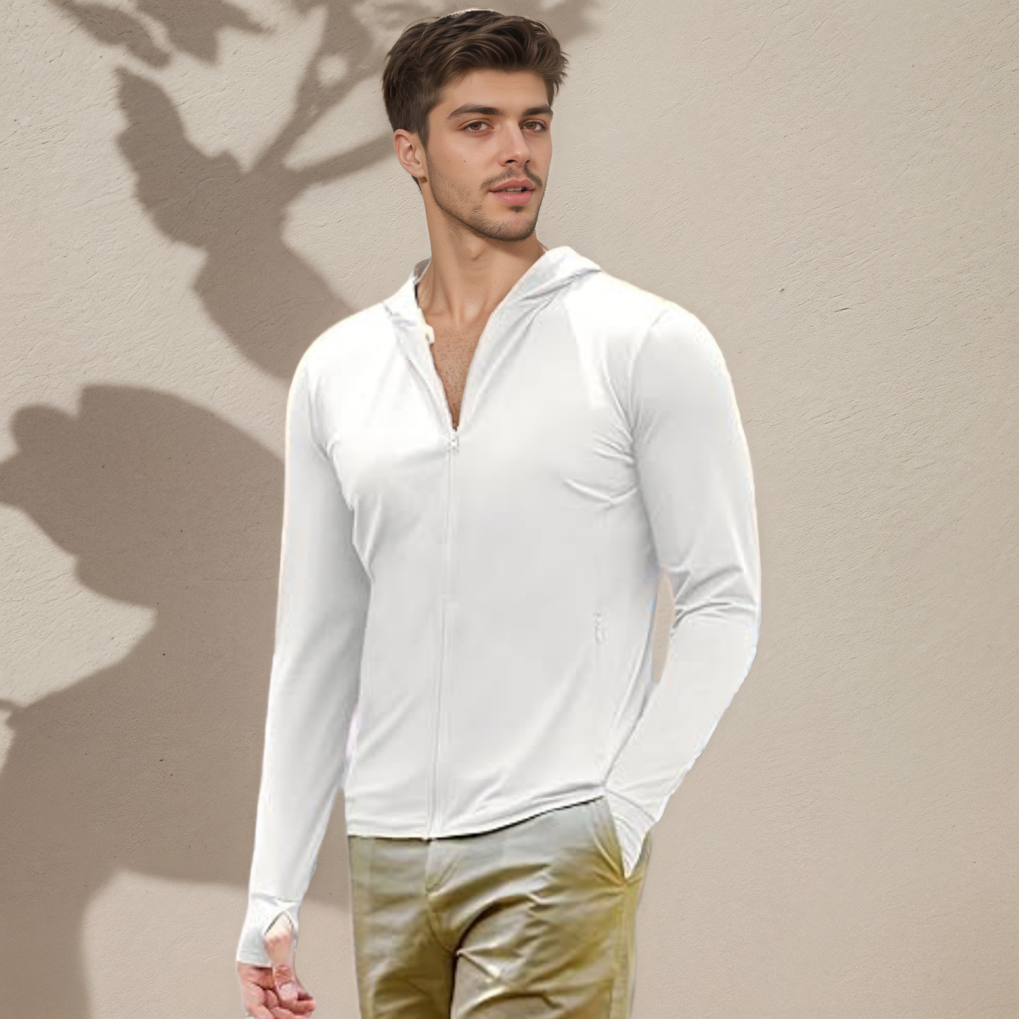 Men Full Zip UPF 50 Sun Protection Hoodie Lightweight Long Sleeve Jacket with Pockets