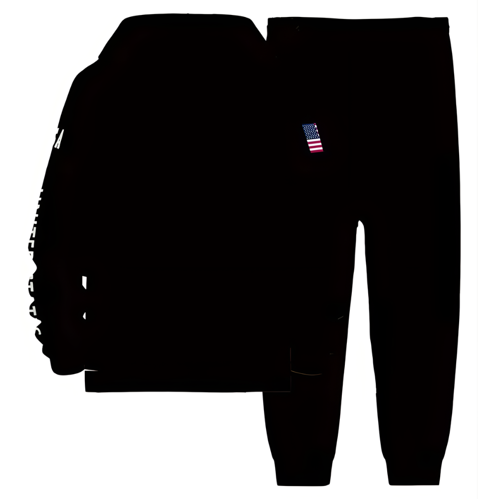 USA Letter Print Casual Hooded Sweatsuit Set for Men