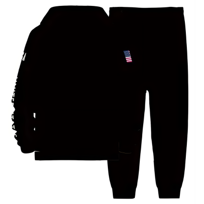 USA Letter Print Casual Hooded Sweatsuit Set for Men
