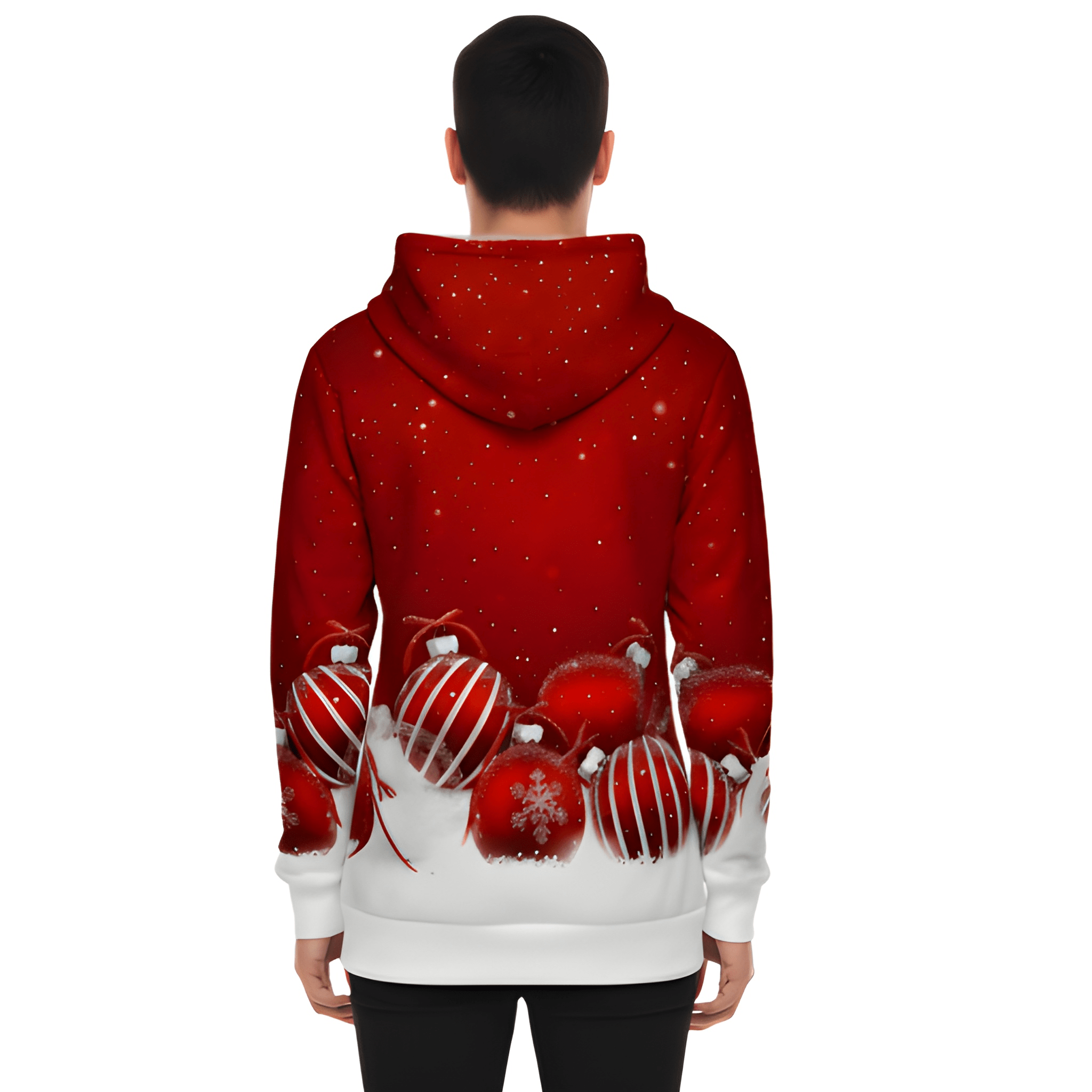 Christmas Hoodie With Santa And Reindeer Graphic
