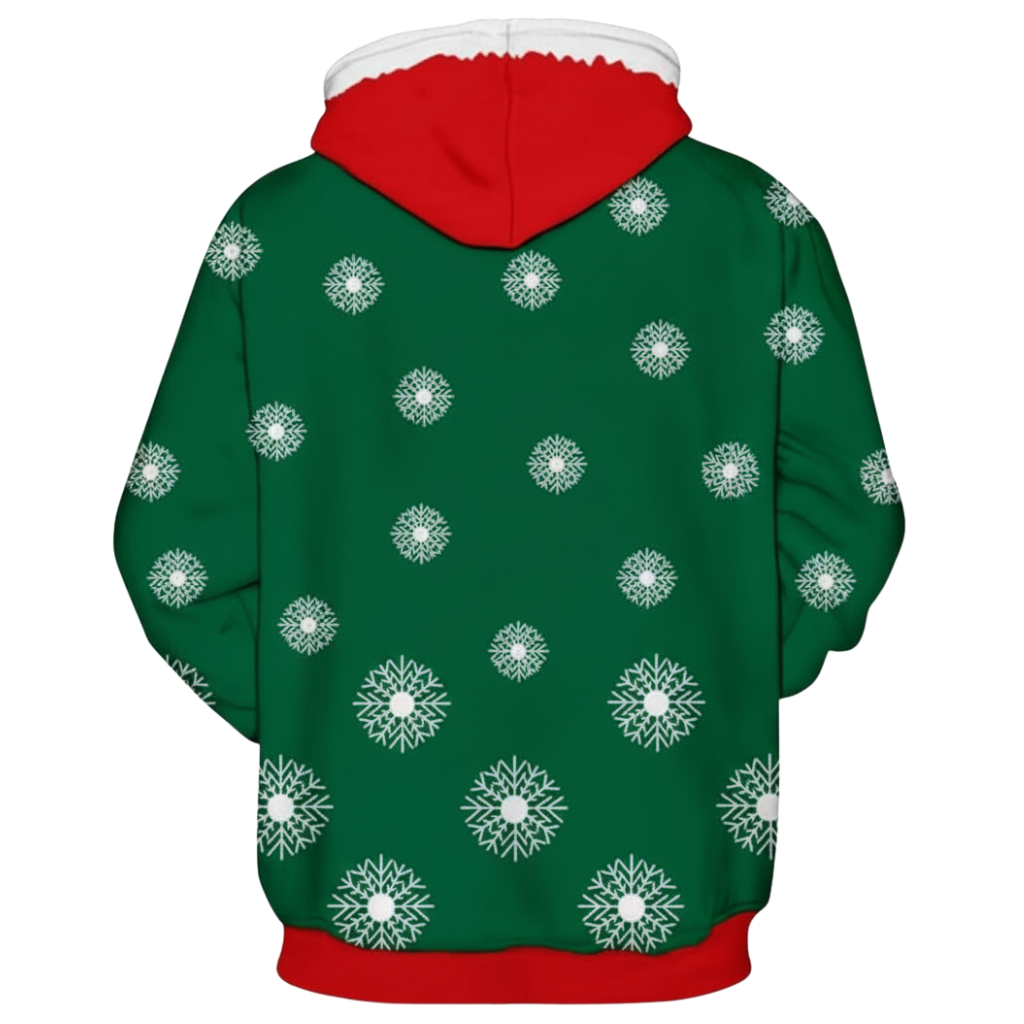 Christmas Pullover Hoodie With Santa And Deer Graphic
