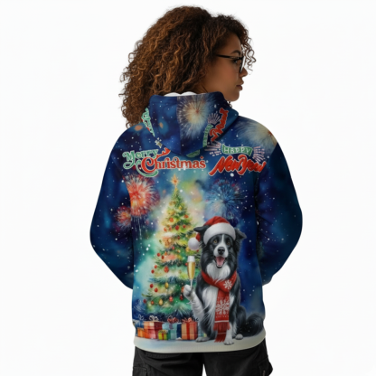 Allover Christmas Dog Print Hoodie