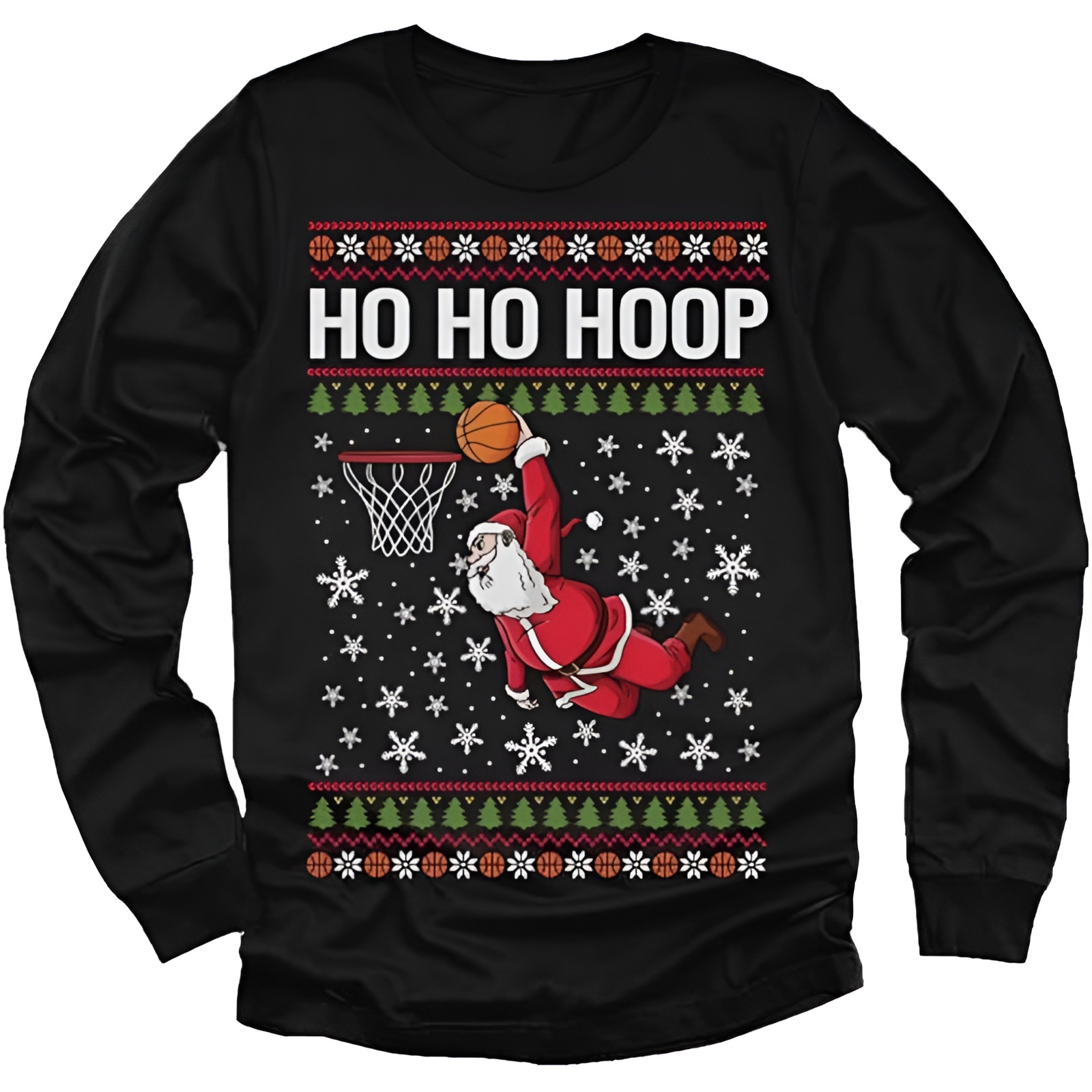 Santa Basketball Dunk Ugly Sweater Holiday Shirt