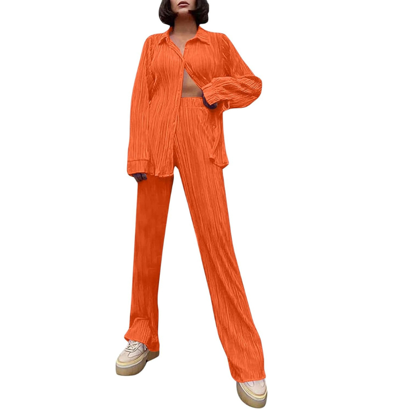 Spring Summer 2 Piece Streetwear Set Orange