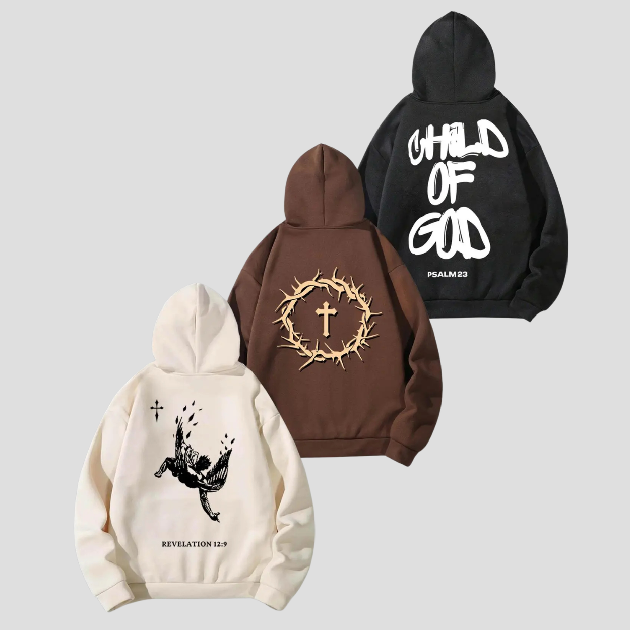 Letter And Cross Print Drawstring Pocket Hoodie