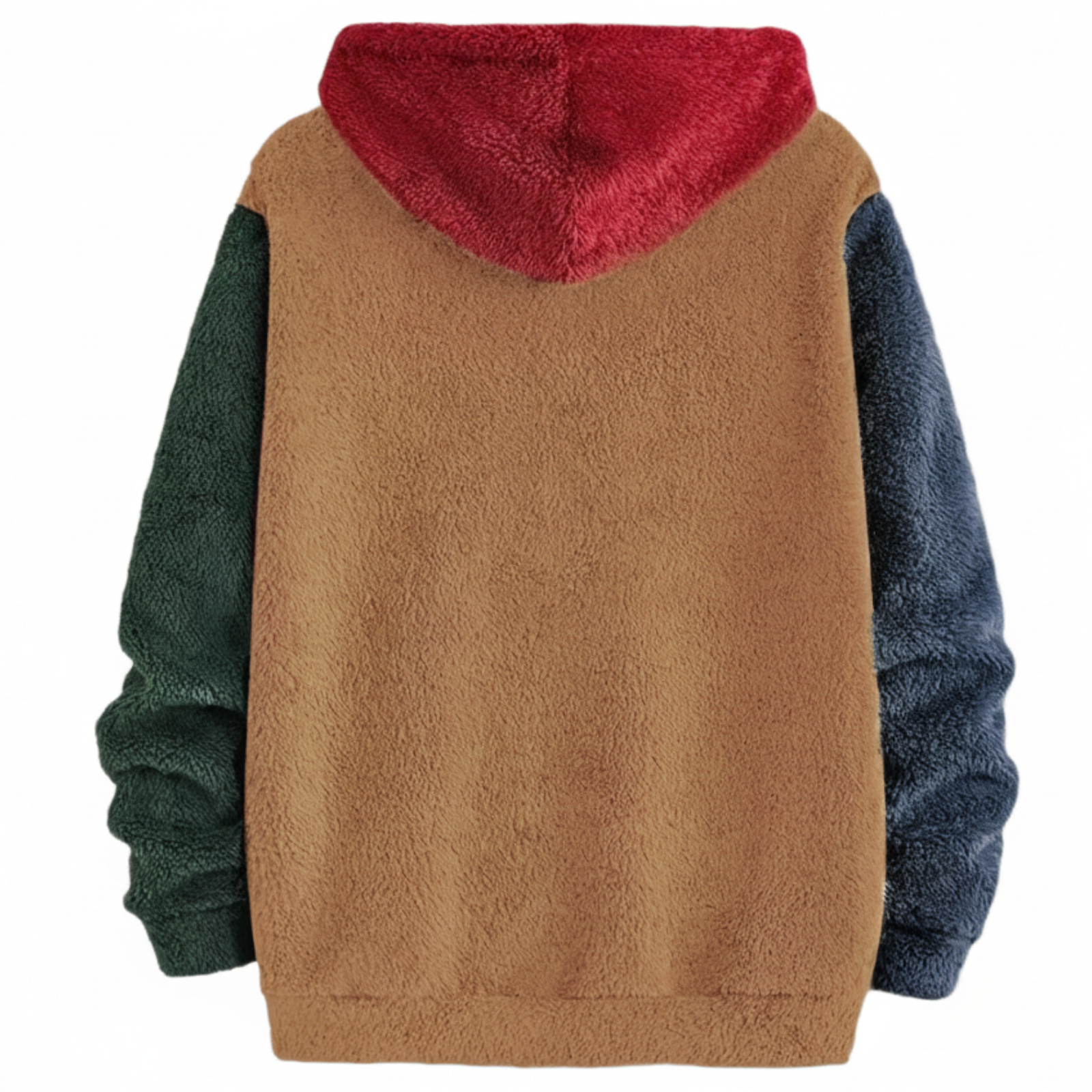 Men Multicolor Fleece Hoodie with Patch