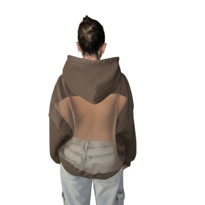 Backless Long Sleeve Gothic Mesh Hoodie For Women