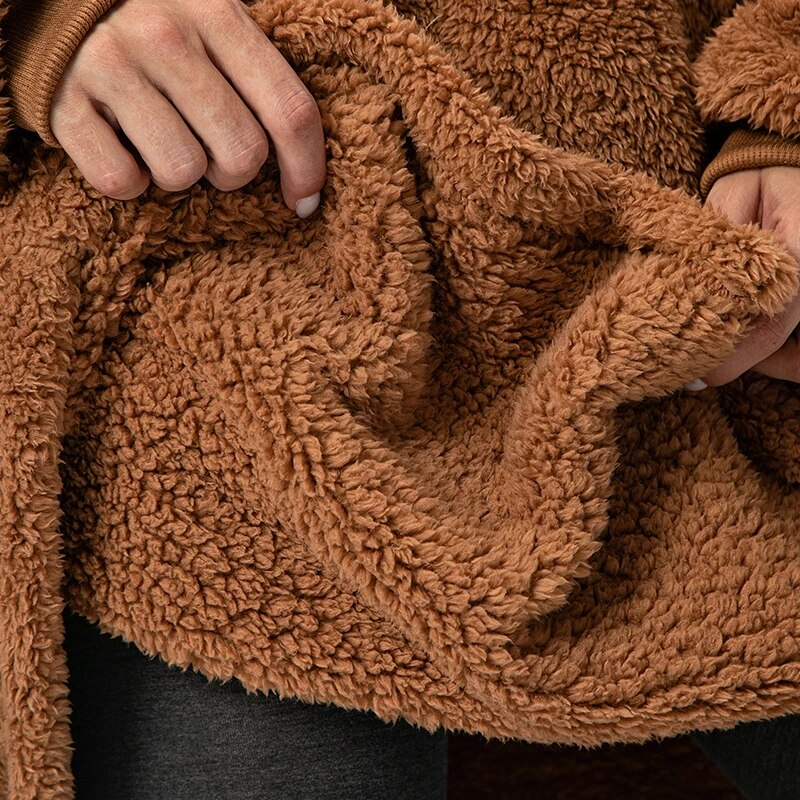The Cozy And Casual Half Zipper Teddy Oversized Blanket Hoodie-Soco Hoodie