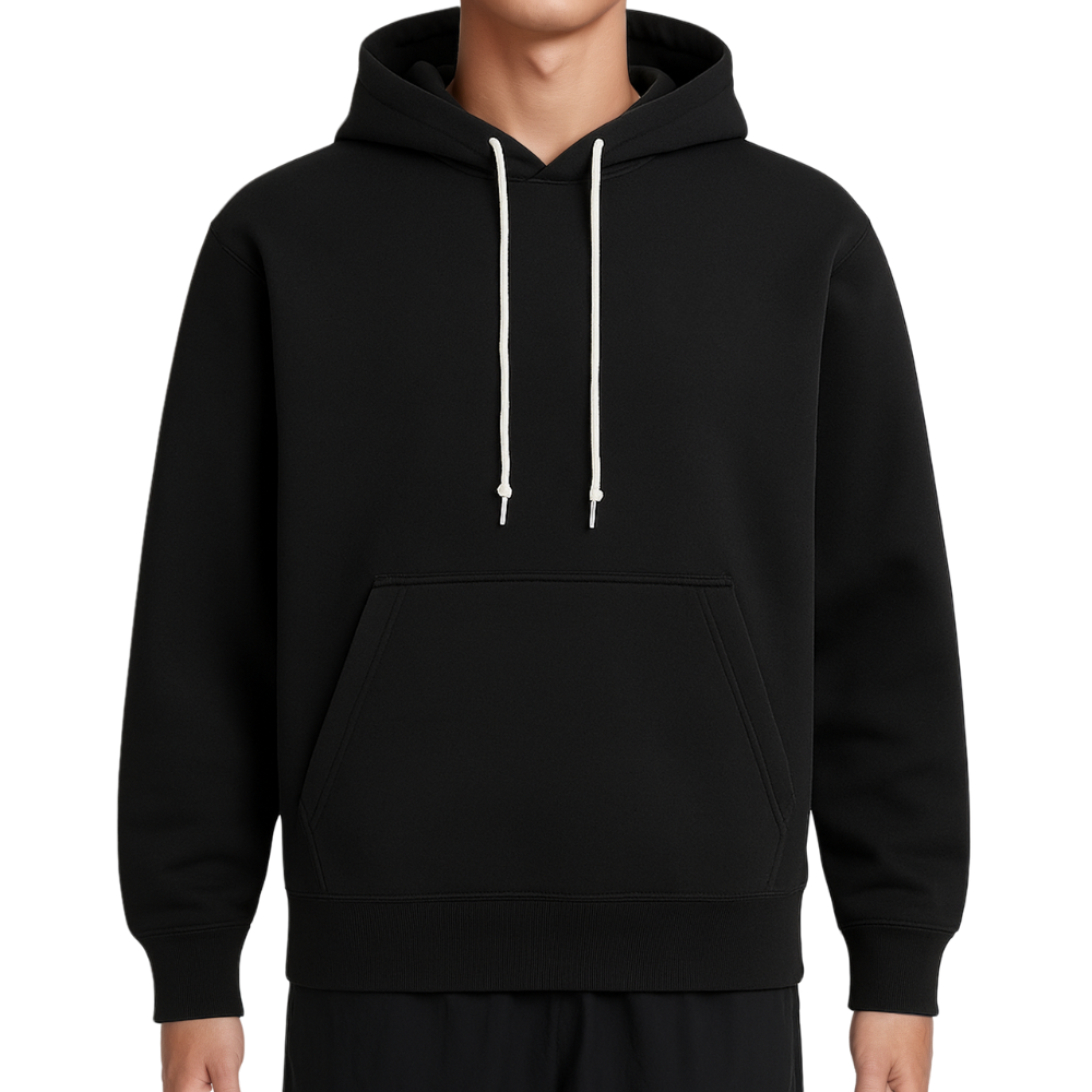 Mens Classic Fleece Pullover Hoodie Black