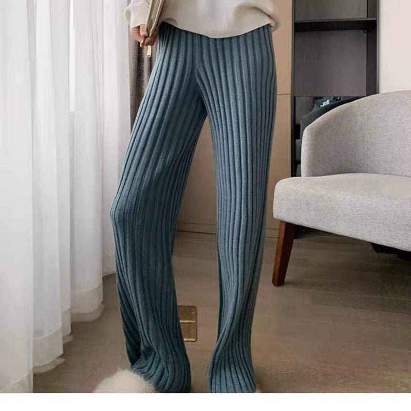 Knitted Wide-Leg High-Waist Pants-Soco Hoodie