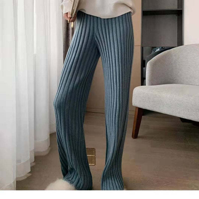 Knitted Wide-Leg High-Waist Pants-Soco Hoodie