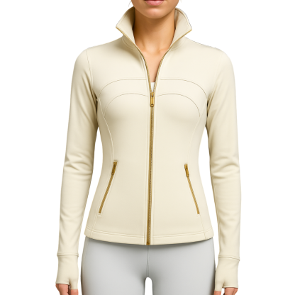 Athletic Zip Jacket With Sculpted Silhouette Light Yellow