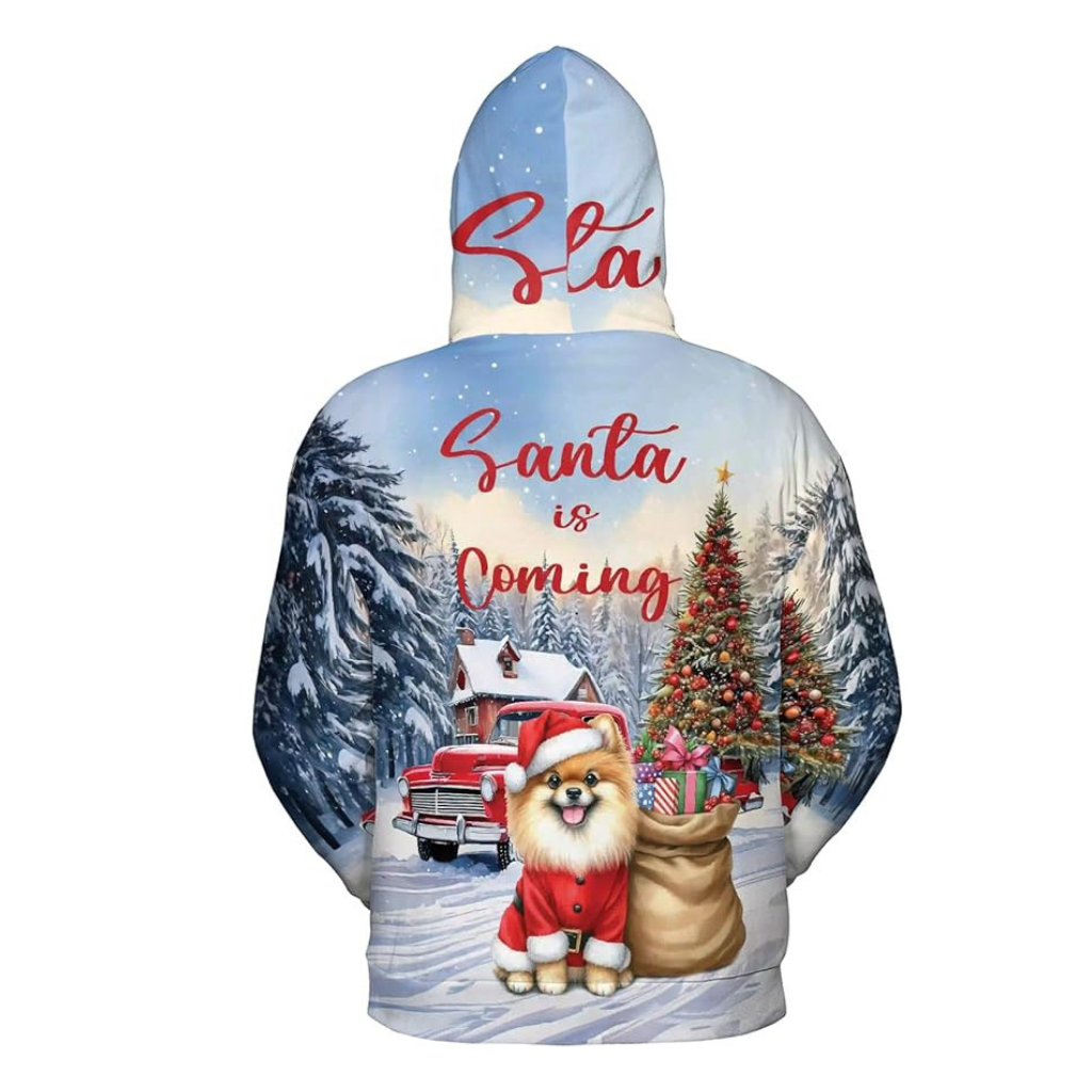Christmas Santa Dog Truck Tree All Over Print 3D Zip Hoodie