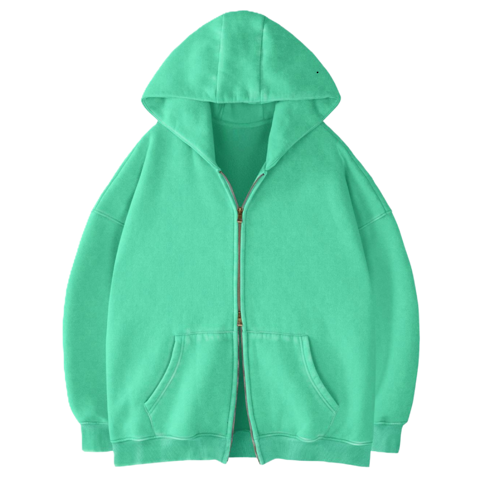 Unisex Casual Oversized Zip Up Hoodie With Pockets 