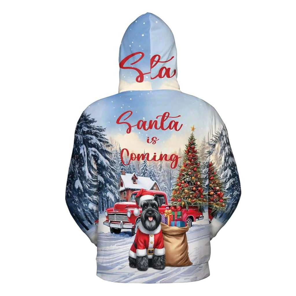 Christmas Santa Dog Truck Tree All Over Print 3D Zip Hoodie