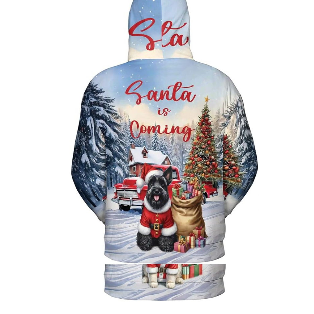Christmas Santa Dog Truck Tree All Over Print 3D Zip Hoodie