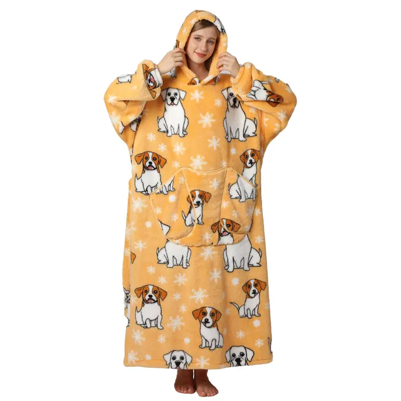 Cartoon Printed Cozy Hooded Blanket