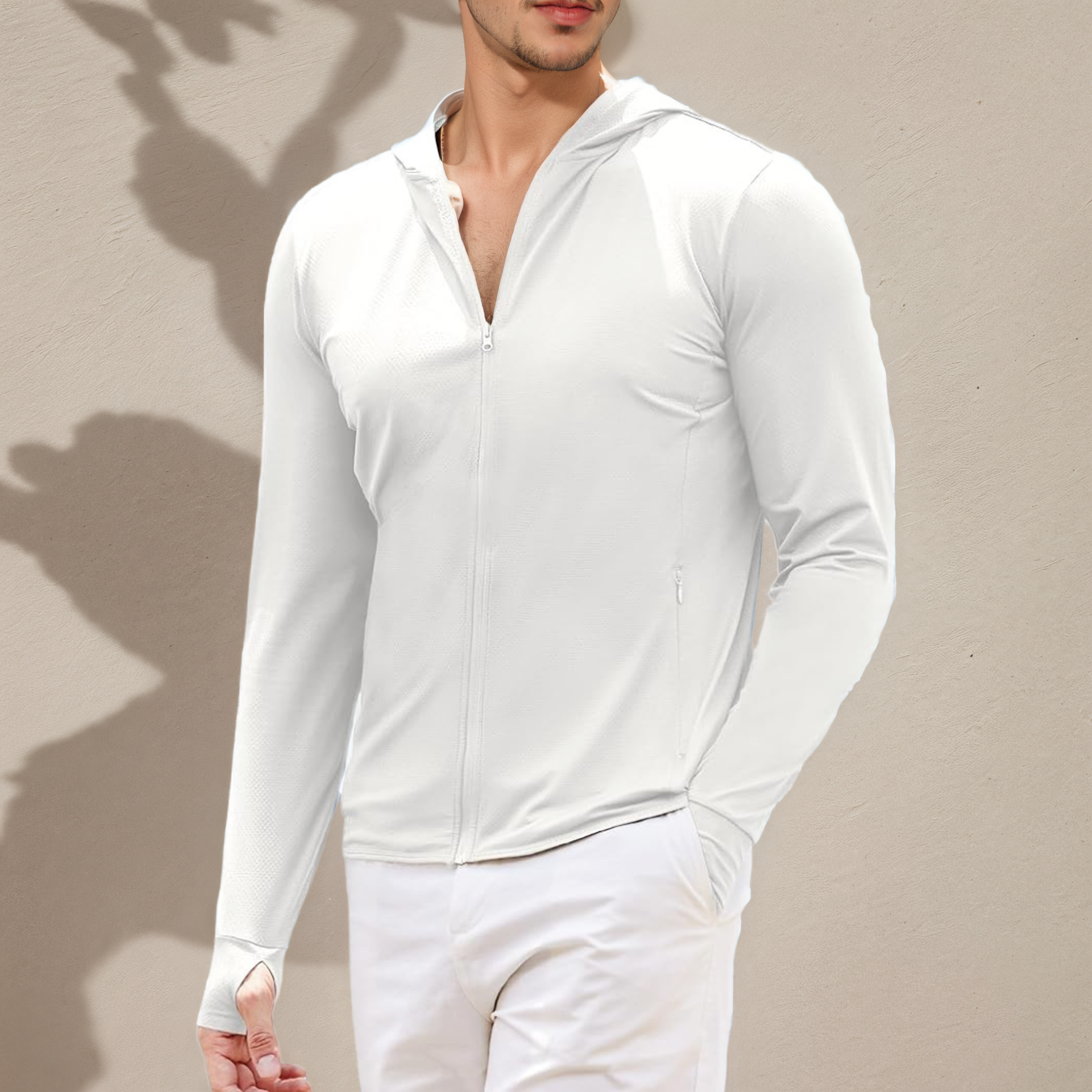 Men Full Zip UPF 50 Sun Protection Hoodie Lightweight Long Sleeve Jacket with Pockets