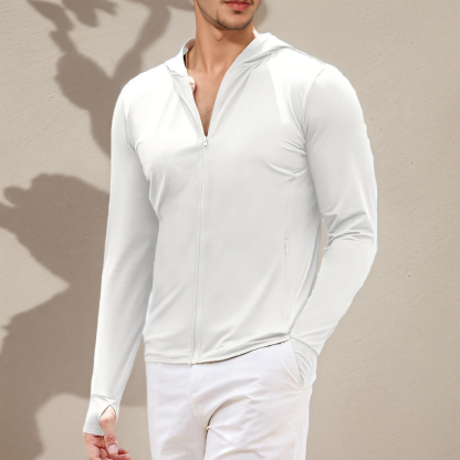 Men Full Zip UPF 50 Sun Protection Hoodie Lightweight Long Sleeve Jacket with Pockets