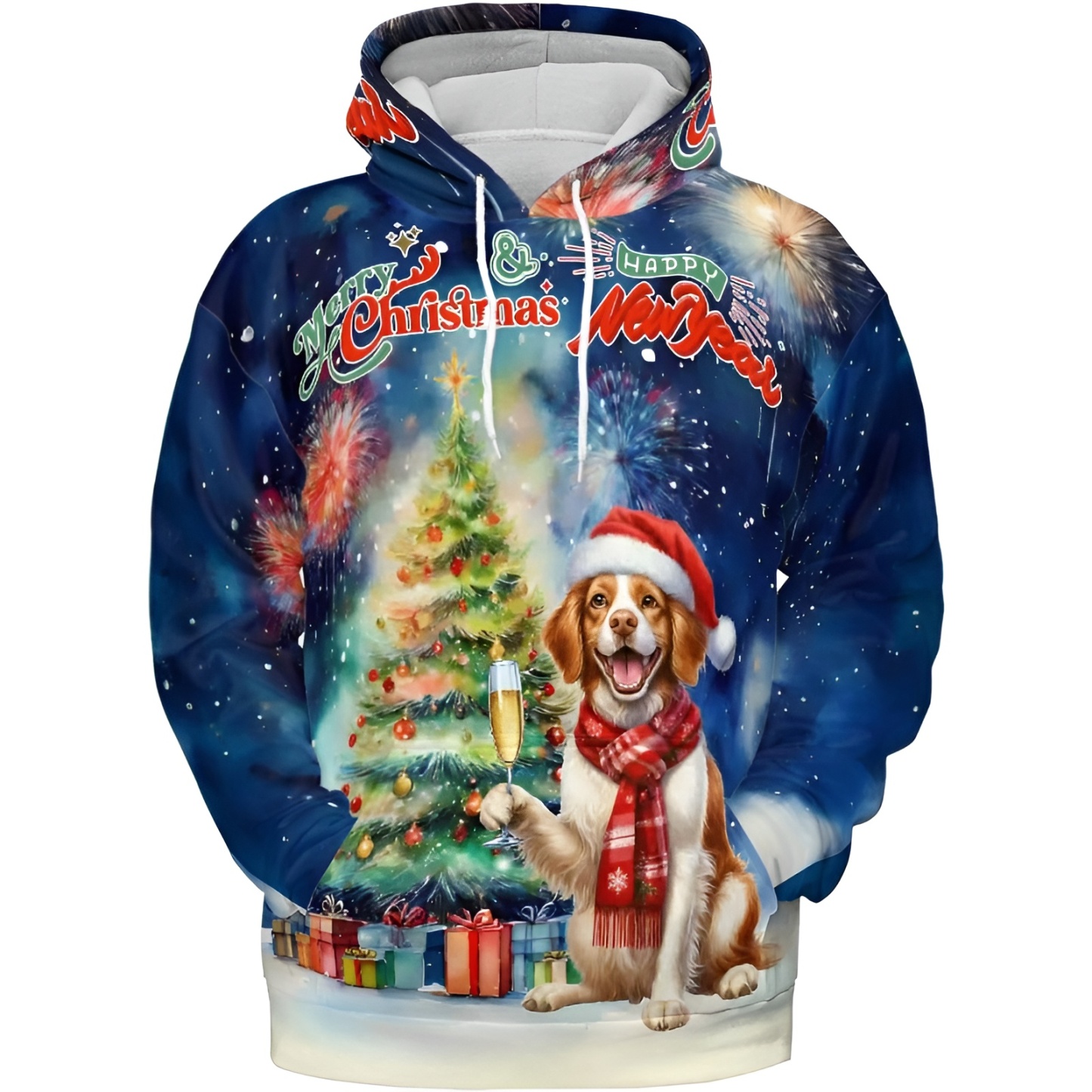 Christmas New Year Santa Dog Holiday Hoodie