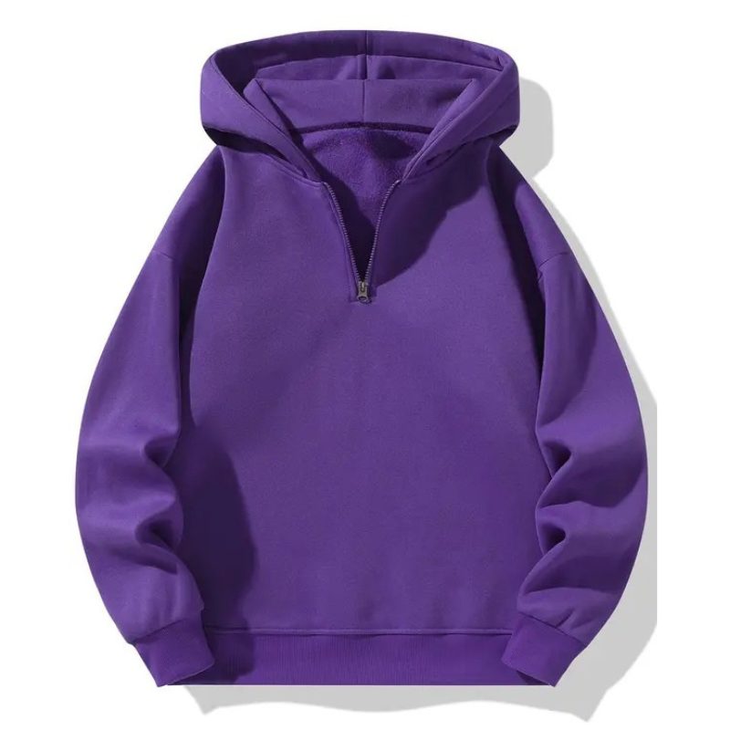 Men's Plain Half Zip Drop Shoulder Essentials Hoodie,