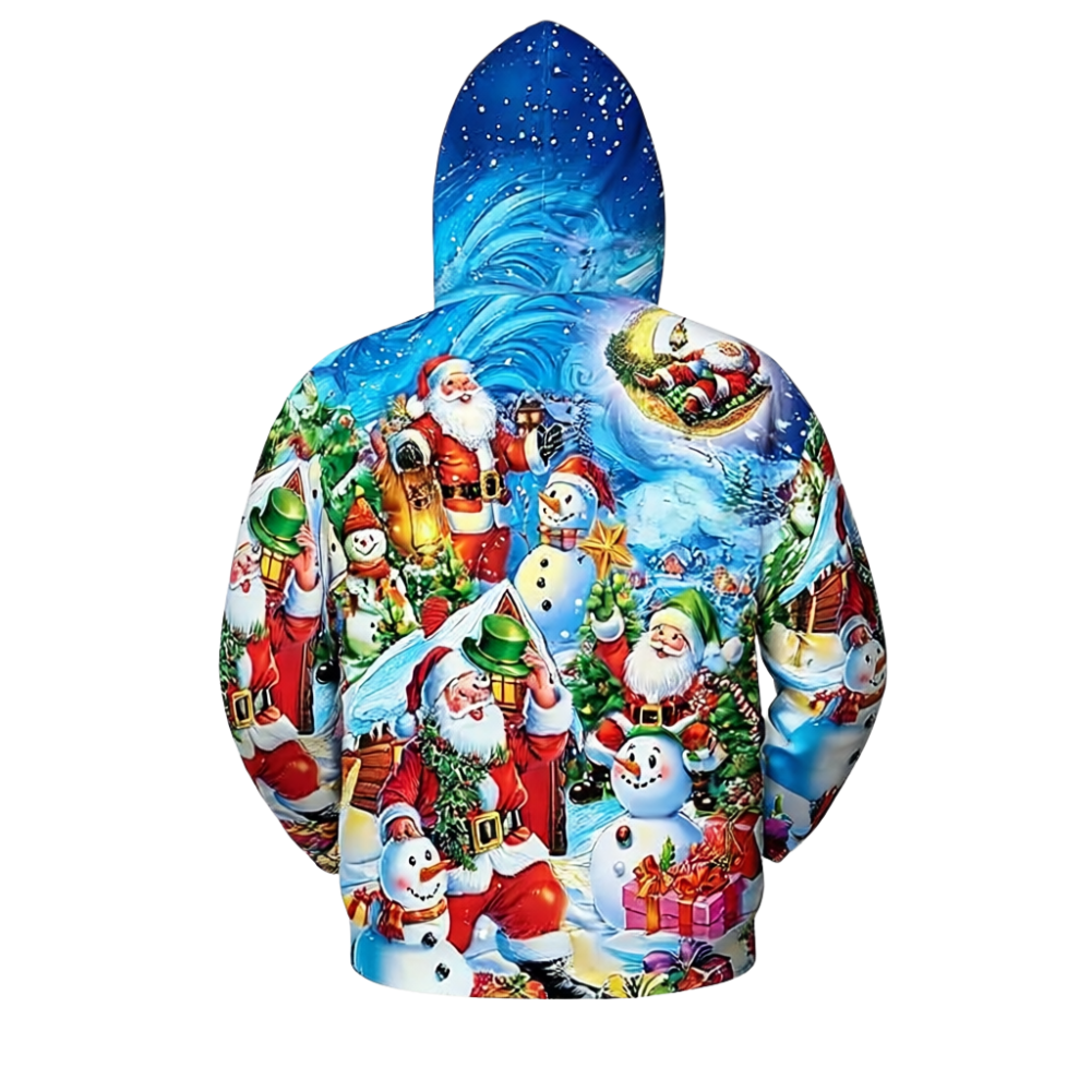 All Over Santa Costume Print Hoodie With Pocket