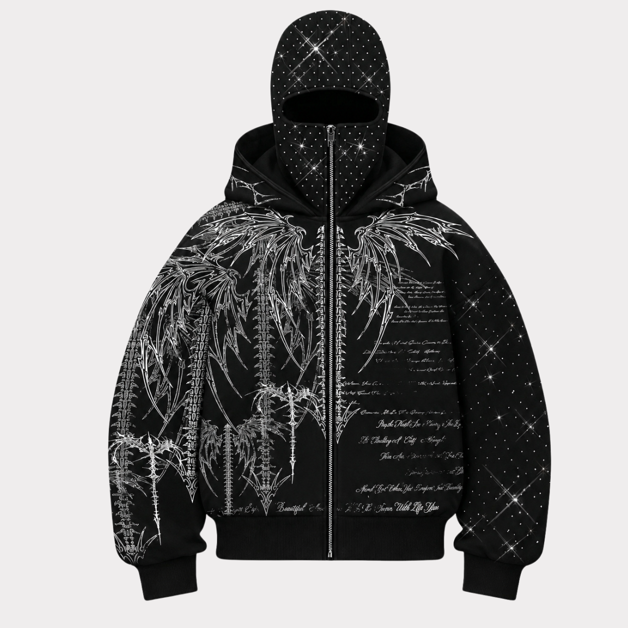 Street Style Rhinestone Decor Hoodie With Two Hat For Men