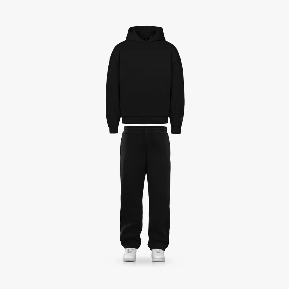Casual Hoodie and Matching Pants Outfit Black