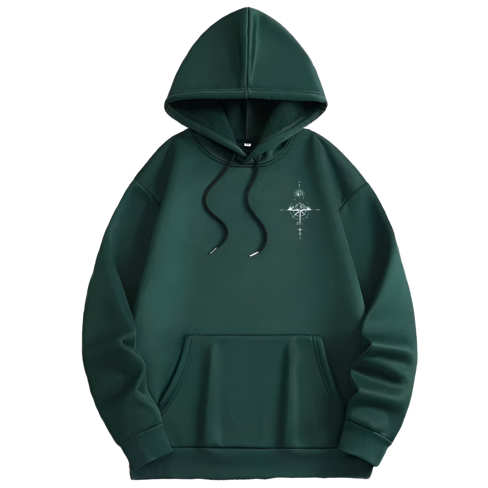 Men Cozy Fleece Starry Night Hoodie With Mountain Graphic