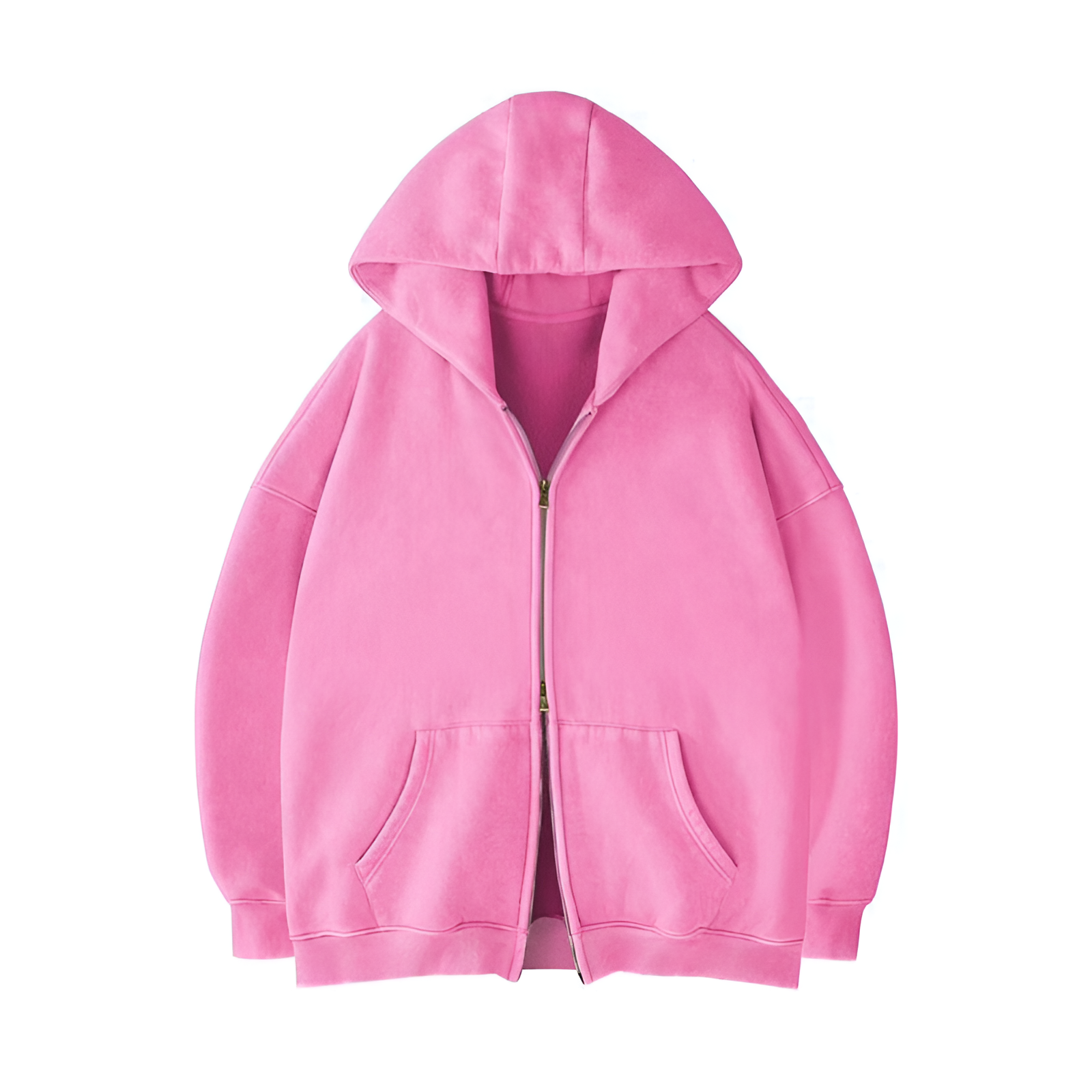 Oversized Long Sleeve Pullover Hoodie With Acid Wash Finish And Double Zipper