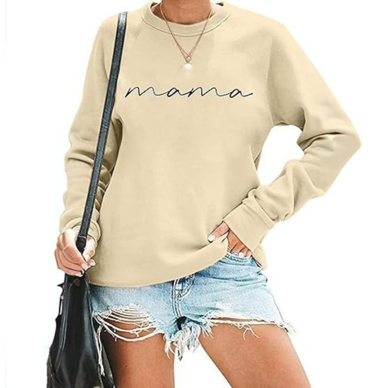 Minimalist Mama Printed Sweatshirt Beige