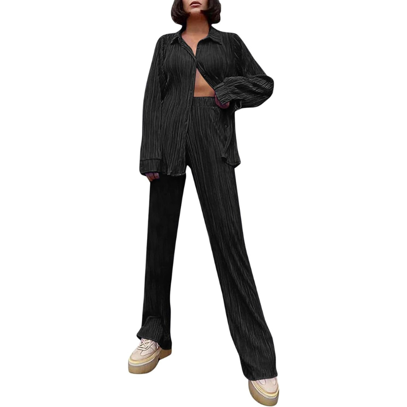 Spring Summer 2 Piece Streetwear Set Black