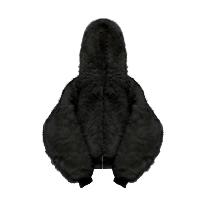 Reversible Zip Jacket With Cozy Faux Fur Hood Black